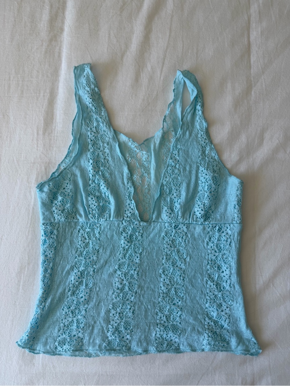 Light Blue Lace Sleep Tank Top - Women's Intimates